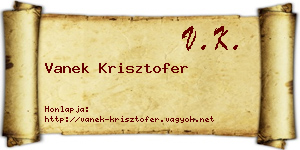 Vanek Krisztofer névjegykártya